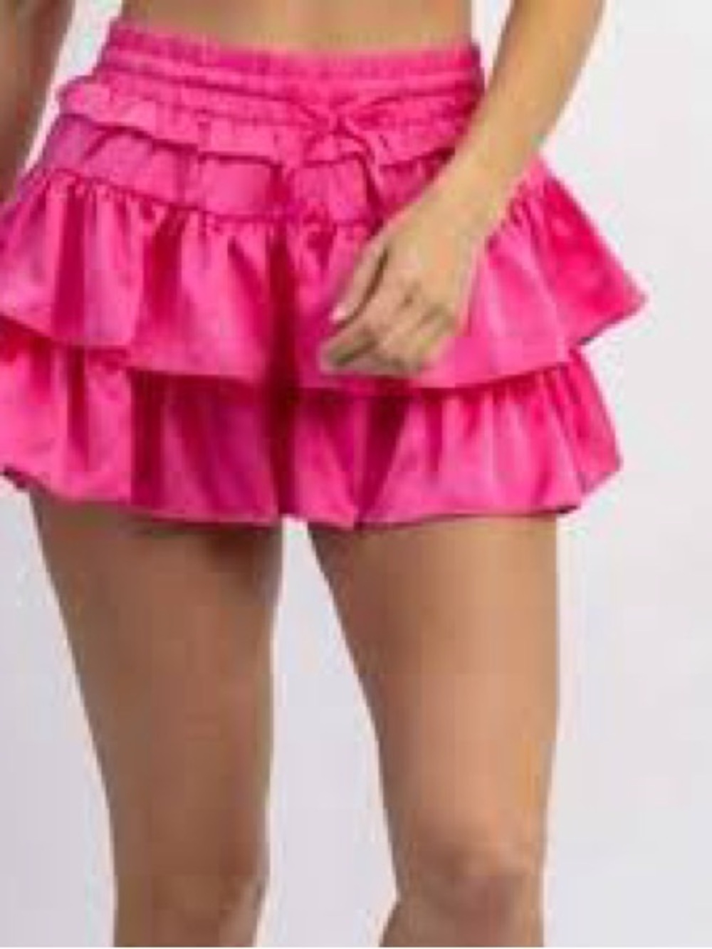Women's Hot Pink Ruffle Tier Skort with Elastic Waist